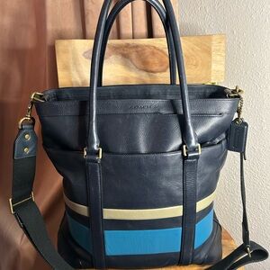 Coach Navy Leather Travel Bag